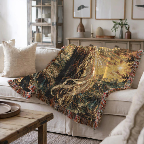 White Phoenix Woven Blanket - Gothic Tower Fantasy Cotton Throw Tapestry