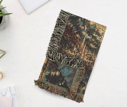 White Phoenix Woven Blanket - Gothic Tower Fantasy Cotton Throw Tapestry
