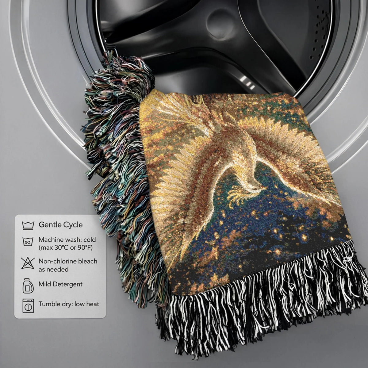 White Phoenix Woven Blanket - Gothic Tower Fantasy Cotton Throw Tapestry